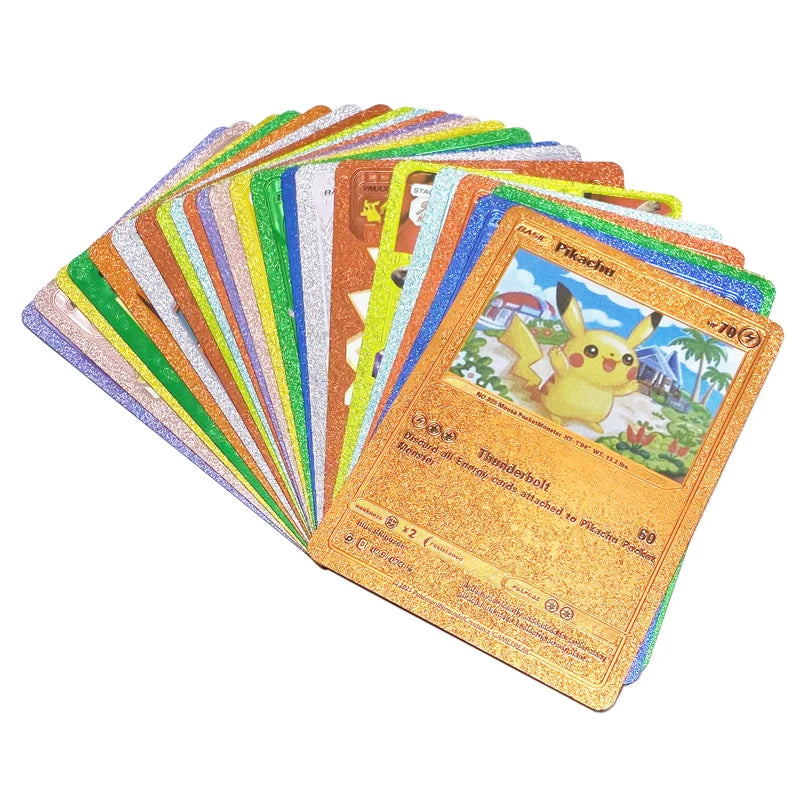 81Pcs Pokemon Francaise German Gold Cards Spanish English Foil Gold Rainbow Cards VMAX EX GX Card Vmax Gx Game Card Child Gifts