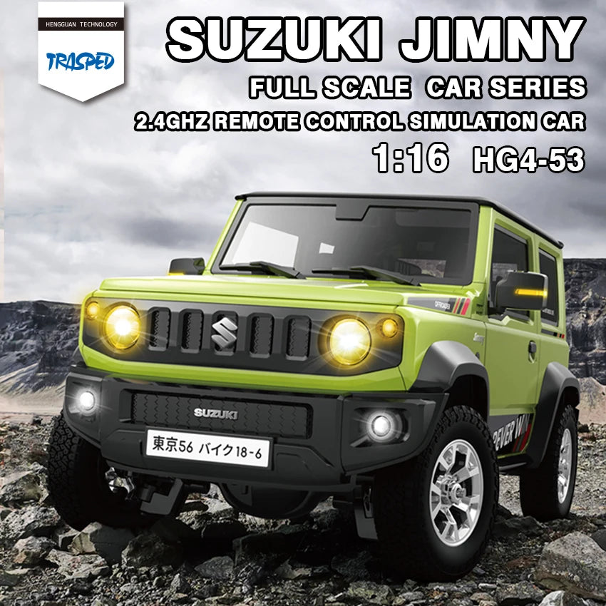 HG4-53 Pro Licensed SUZUKI JIMNY 1/16 Scale 2.4GRemote Control Car Simulation Light Sound Smoke Systerm Proportional RC Crawler