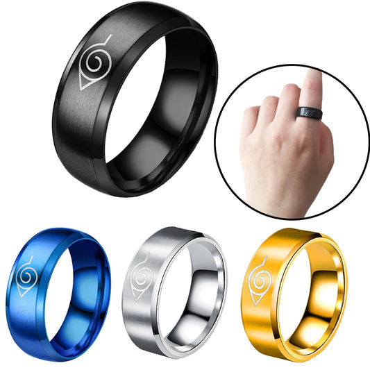 Anime Logo Sign Ring Ninja Ring Cosplay Prop Stainless Steel Jewelry Fashion Titanium Punk Cartoon Hip Hop Jewelry  Accessories