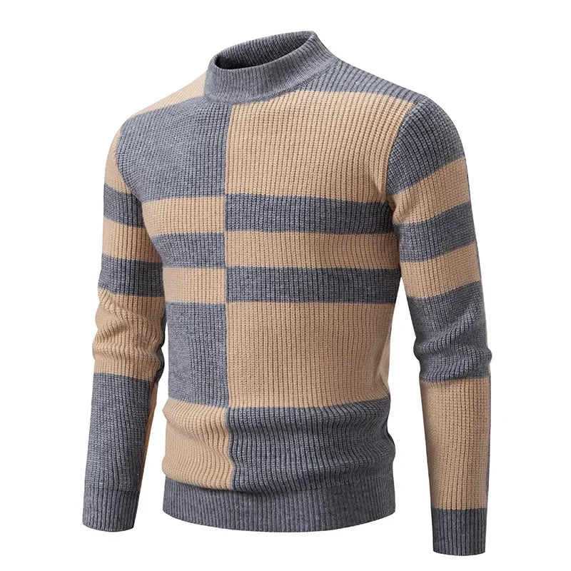 Men's New Autumn and Winter Casual Warm Neck Sweater Knit Pullover Tops  Man Clothes